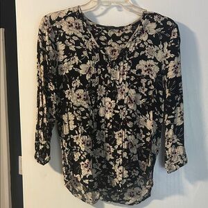 Floral Black and Cream Women's Top